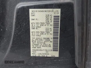 2014 Nissan Frontier SV with VIN 1N6AD0EV9EN726119, listed as a IAAI auction lot 41349641 with 139,652 mi miles and . Bid and sale history available at DreamBid. Image 9.