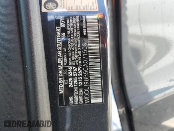 2012 Mercedes-Benz CLS-Class CLS 550 with VIN WDDLJ9BB5CA021508, listed as a Copart auction lot 73669944 with 142,422 mi miles and Salvage Title. Bid and sale history available at carsss.com. Image 12.