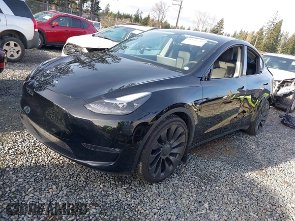 2022 Tesla Model Y Performance with VIN 7SAYGDEF0NF406262, listed as a IAAI auction lot 41132514 with 27,171 mi miles. Bid and sale history available at carsss.com. Image 20.