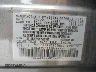 2022 Nissan Sentra SR z VIN 3N1AB8DV5NY262034, wystawiony jako Copart lot #43456595 z przebiegiem 61 182 mil mil oraz Szkoda całkowita • Salvage title. Historia ofert i sprzedaży dostępna na DreamBid. Obrazek 14.