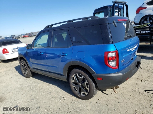 2022 Ford Bronco Sport Outer Banks with VIN 3FMCR9C67NRD62028, listed as a Copart auction lot 89177975 with 51,313 mi miles and Salvage Title. Bid and sale history available at carsss.com. Image 2.