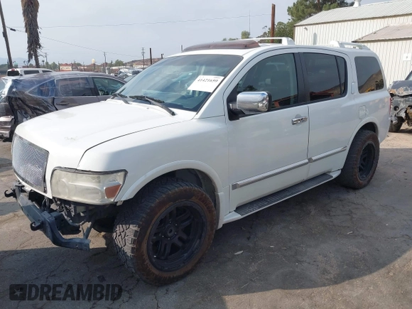 2005 Infiniti QX56 with VIN 5N3AA08C05N807342, listed as a IAAI auction lot 41421659 with 158,630 mi miles. Bid and sale history available at carsss.com. Image 2.