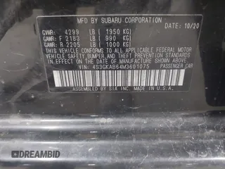 2021 Subaru Impreza with VIN 4S3GKAB64M3601075, listed as a IAAI auction lot 42530164 with 90,522 mi miles and . Bid and sale history available at DreamBid. Image 9.