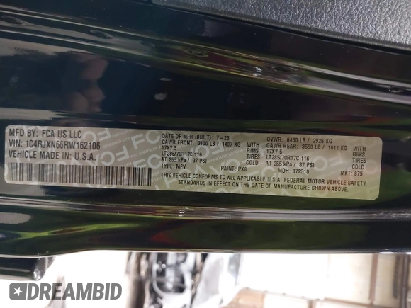 2024 Jeep Wrangler Willys z VIN 1C4RJXN66RW162106, wystawiony jako IAAI lot #41749436 z przebiegiem 15 625 mil mil oraz . Historia ofert i sprzedaży dostępna na DreamBid. Obrazek 9.