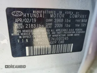 2019 Hyundai Elantra GT with VIN KMHH35LE7KU107245, listed as a Copart auction lot 53916705 with 28,297 mi miles and Salvage Title. Bid and sale history available at carsss.com. Image 13.