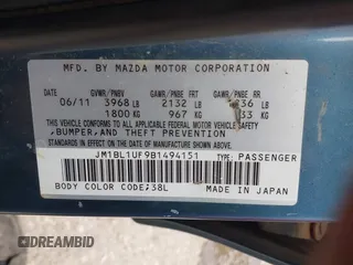 2011 Mazda Mazda3 i Sport with VIN JM1BL1UF9B1494151, listed as a IAAI auction lot 42135686 with 280,999 mi miles. Bid and sale history available at carsss.com. Image 9.