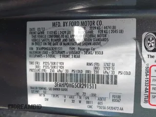 2012 Ford Fusion SE with VIN 3FAHP0HG5CR291511, listed as a IAAI auction lot 42546174 with 241,493 mi miles and . Bid and sale history available at DreamBid. Image 9.