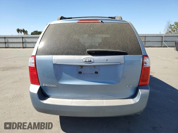 2008 Kia Sedona LX with VIN KNDMB233086232913, listed as a Copart auction lot 76707554 with 169,125 mi miles and Clean Title. Bid and sale history available at carsss.com. Image 6.