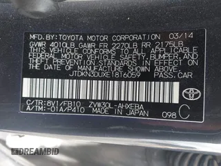 2014 Toyota Prius Four z VIN JTDKN3DUXE1816059, wystawiony jako IAAI lot #42268497 z przebiegiem 78 825 mil mil oraz . Historia ofert i sprzedaży dostępna na DreamBid. Obrazek 9.