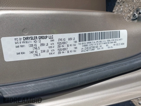 2013 Chrysler Town & Country Touring with VIN 2C4RC1BG7DR621665, listed as a IAAI auction lot 42133109 with 135,898 mi miles and . Bid and sale history available at DreamBid. Image 9.