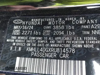 2024 Hyundai Elantra SE with VIN KMHLL4DGXRU814578, listed as a IAAI auction lot 41452571 with 1,558 mi miles and . Bid and sale history available at DreamBid. Image 9.