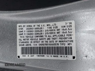 2006 Honda CR-V LX z VIN SHSRD78516U445578, wystawiony jako IAAI lot #42188479 z przebiegiem 218 656 mil mil oraz . Historia ofert i sprzedaży dostępna na DreamBid. Obrazek 9.