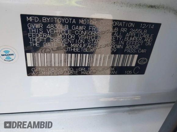 2015 Lexus GS 350 with VIN JTHBE1BLXFA007479, listed as a IAAI auction lot 41680349 with 165,102 mi miles and . Bid and sale history available at DreamBid. Image 9.
