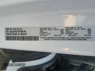 2023 Ram ProMaster Cargo with VIN 3C6LRVAG7PE585146, listed as a Copart auction lot 71391784 with 2,872 mi miles and Salvage Title. Bid and sale history available at DreamBid. Image 13.