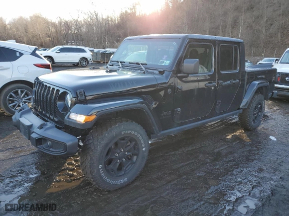 2022 Jeep Gladiator Texas Trail with VIN 1C6HJTAG7NL134126, listed as a Copart auction lot 43779615 with 33,493 mi miles and Salvage Title. Bid and sale history available at carsss.com. Image 1.