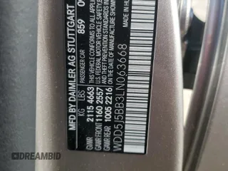 2020 Mercedes-Benz CLA with VIN WDD5J5BB3LN063668, listed as a Copart auction lot 62834624 with 0 mi miles and Salvage Title. Bid and sale history available at carsss.com. Image 14.