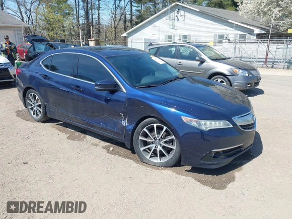 2015 Acura TLX V6 Advance with VIN 19UUB3F75FA002753, listed as a IAAI auction lot 42021250 with 135,225 mi miles. Bid and sale history available at carsss.com. Image 1.