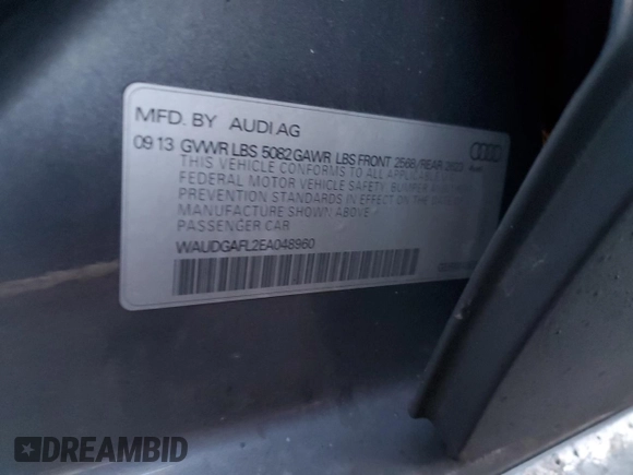 2014 Audi S4 Premium Plus with VIN WAUDGAFL2EA048960, listed as a Copart auction lot 84873174 with 98,407 mi miles and Salvage Title. Bid and sale history available at carsss.com. Image 12.