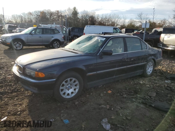 2000 BMW 7 Series 740iL with VIN WBAGH8346YDP11238, listed as a Copart auction lot 81122224 with 128,539 mi miles and Salvage Title. Bid and sale history available at carsss.com. Image 1.