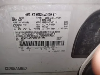 2017 Ford Edge Sport with VIN 2FMPK4AP2HBC63446, listed as a IAAI auction lot 41520685 with 72,011 mi miles. Bid and sale history available at carsss.com. Image 9.