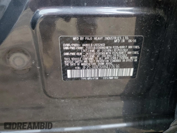 2017 Subaru Forester with VIN JF2SJABC6HH427636, listed as a Copart auction lot 60981975 with 101,264 mi miles and Clean title. Bid and sale history available at DreamBid. Image 13.