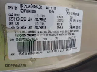 2005 Dodge Caravan SXT with VIN 1D4GP45R35B160641, listed as a IAAI auction lot 42132099 with 196,731 mi miles and . Bid and sale history available at carsss.com. Image 9.