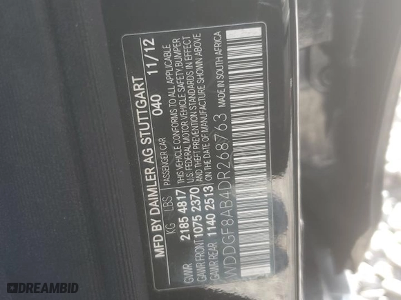 2013 Mercedes-Benz C-Class C 300 Sport with VIN WDDGF8AB4DR268763, listed as a Copart auction lot 45400355 with 141,923 mi miles and Salvage Title. Bid and sale history available at carsss.com. Image 14.