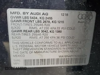 2019 Audi Q5 Premium Plus with VIN WA1BNAFY7K2033026, listed as a Copart auction lot 45955385 with 16,657 mi miles and Salvage Title. Bid and sale history available at carsss.com. Image 13.