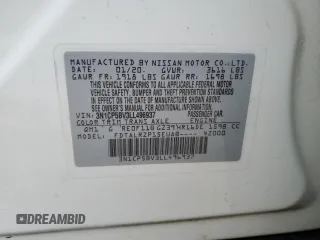 2020 Nissan Kicks S z VIN 3N1CP5BV3LL496937, wystawiony jako Copart lot #55214565 z przebiegiem Nie podano mil oraz Nie do naprawy • Non repairable. Historia ofert i sprzedaży dostępna na DreamBid. Obrazek 14.