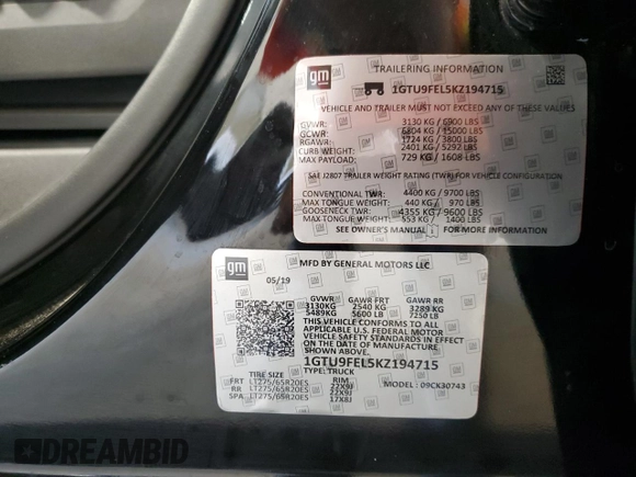2022 GMC Sierra 1500 Limited Denali with VIN 1GTU9FEL2NZ159134, listed as a Copart auction lot 66116704 with 92,536 mi miles and Non Repairable. Bid and sale history available at carsss.com. Image 12.