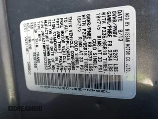 2013 Nissan Murano LE with VIN JN8AZ1MW7DW322852, listed as a IAAI auction lot 41574118 with 128,449 mi miles and . Bid and sale history available at DreamBid. Image 9.