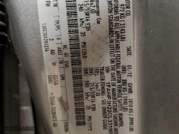 2012 Ford Focus SEL with VIN 1FAHP3H22CL331905, listed as a Copart auction lot 53295575 with 187,196 mi miles and Clean Title. Bid and sale history available at carsss.com. Image 12.