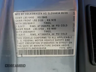 2006 Volkswagen Touareg 3.2L V6 with VIN WVGZG77L56D026456, listed as a Copart auction lot 53502675 with 168,446 mi miles and Clean Title. Bid and sale history available at DreamBid. Image 13.
