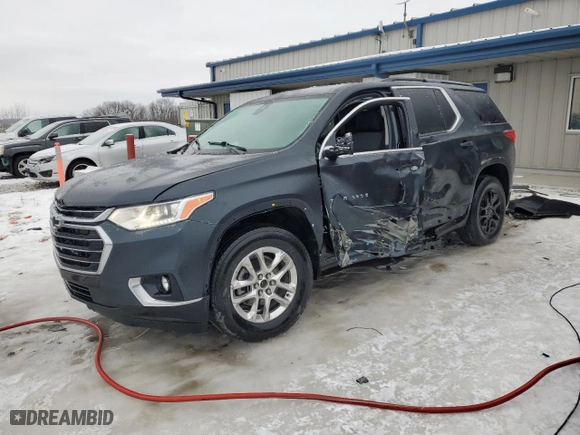 2021 Chevrolet Traverse LT Cloth with VIN 1GNERGKW4MJ181732, listed as a Copart auction lot 43595045 with 45,147 mi miles and Salvage Title. Bid and sale history available at carsss.com. Image 1.
