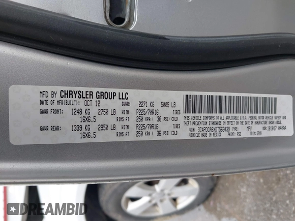 2013 Dodge Journey Canada Value z VIN 3C4PDCABXDT563439, wystawiony jako IAAI lot #42227899 z przebiegiem 213 199 mil mil oraz . Historia ofert i sprzedaży dostępna na DreamBid. Obrazek 9.