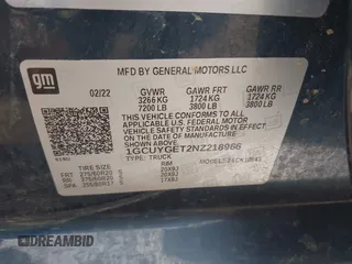 2022 Chevrolet Silverado 1500 LTZ with VIN 1GCUYGET2NZ218966, listed as a IAAI auction lot 41903104 with 101,800 mi miles and . Bid and sale history available at DreamBid. Image 9.