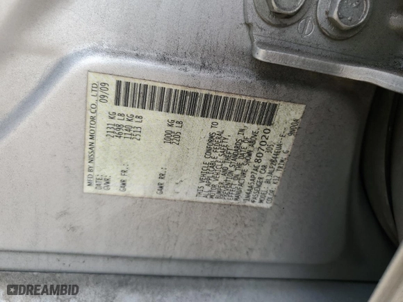 2010 Nissan Maxima 3.5 SV w/Sport Pkg with VIN 1N4AA5AP7AC807020, listed as a Copart auction lot 42829944 with 189,591 mi miles and Salvage Title. Bid and sale history available at carsss.com. Image 14.