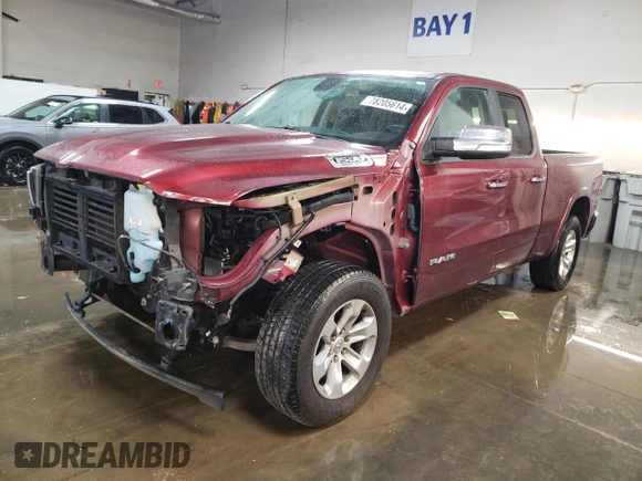 2019 Ram 1500 Laramie with VIN 1C6SRFDT5KN820237, listed as a Copart auction lot 78205614 with 179,266 mi miles and Salvage Title. Bid and sale history available at carsss.com. Image 1.