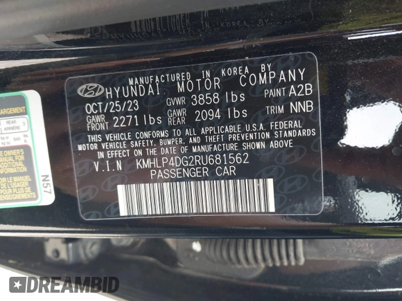 2024 Hyundai Elantra Limited z VIN KMHLP4DG2RU681562, wystawiony jako IAAI lot #41928636 z przebiegiem 23 247 mil mil oraz . Historia ofert i sprzedaży dostępna na DreamBid. Obrazek 9.