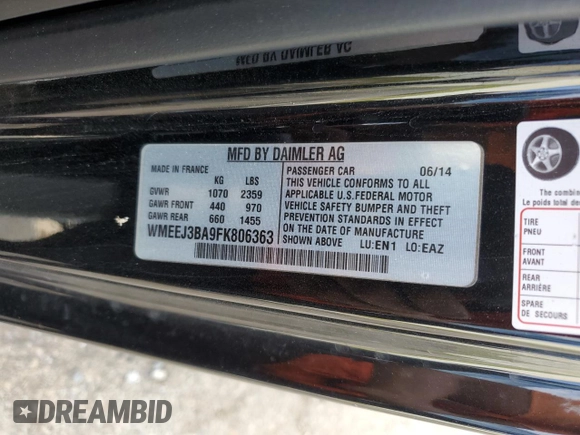 2015 Smart fortwo Passion with VIN WMEEJ3BA9FK806363, listed as a Copart auction lot 75024994 with 84,716 mi miles and Clean Title. Bid and sale history available at carsss.com. Image 12.