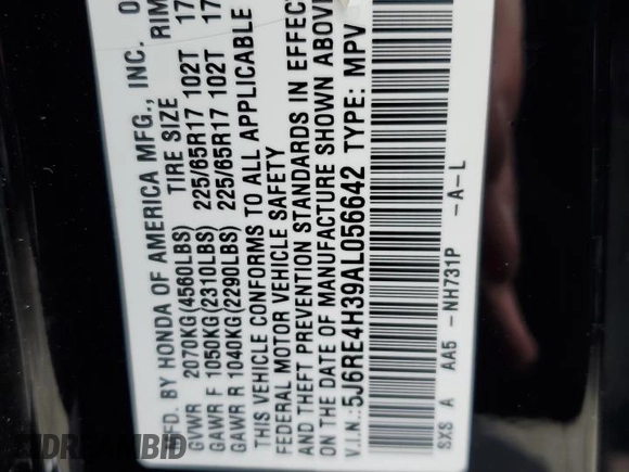 2010 Honda CR-V LX z VIN 5J6RE4H39AL056642, wystawiony jako Copart lot #58130235 z przebiegiem 110 595 mil mil oraz Szkoda całkowita • Salvage title. Historia ofert i sprzedaży dostępna na DreamBid. Obrazek 13.