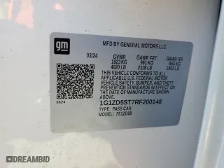 2024 Chevrolet Malibu LT with VIN 1G1ZD5ST7RF200148, listed as a Copart auction lot 47992125 with 5,218 mi miles and Salvage Title. Bid and sale history available at carsss.com. Image 13.