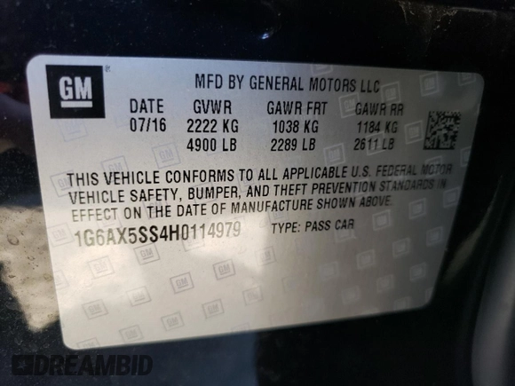 2017 Cadillac CTS Luxury AWD with VIN 1G6AX5SS4H0114979, listed as a Copart auction lot 68262784 with 44,731 mi miles and Salvage Title. Bid and sale history available at DreamBid. Image 12.