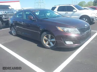 2014 Kia Optima LX with VIN 5XXGM4A77EG310738, listed as a IAAI auction lot 41990314 with 1 mi miles. Bid and sale history available at carsss.com. Image 1.