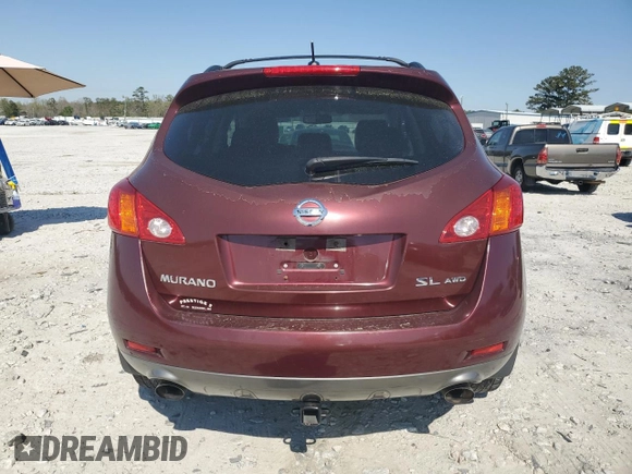 2009 Nissan Murano S with VIN JN8AZ18W89W104047, listed as a Copart auction lot 50977575 with 166,442 mi miles and Salvage Title. Bid and sale history available at carsss.com. Image 6.
