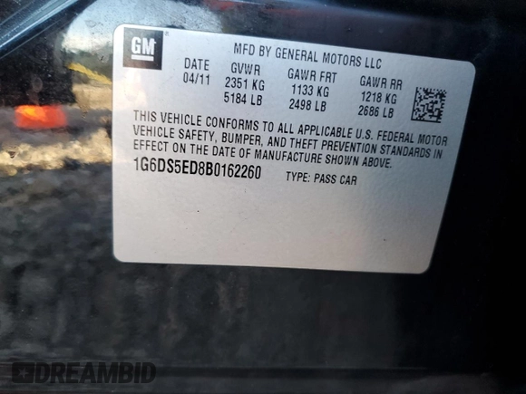 2011 Cadillac CTS Premium with VIN 1G6DS5ED8B0162260, listed as a Copart auction lot 42805835 with 169,701 mi miles and Salvage Title. Bid and sale history available at carsss.com. Image 12.