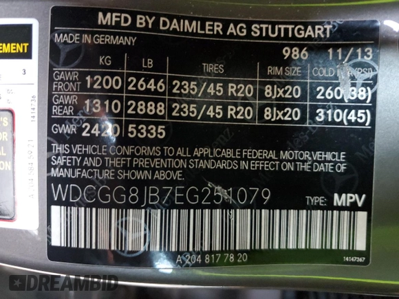 2014 Mercedes-Benz GLK 350 with VIN WDCGG8JB7EG251079, listed as a Copart auction lot 74130584 with 100,252 mi miles and Salvage Title. Bid and sale history available at DreamBid. Image 13.