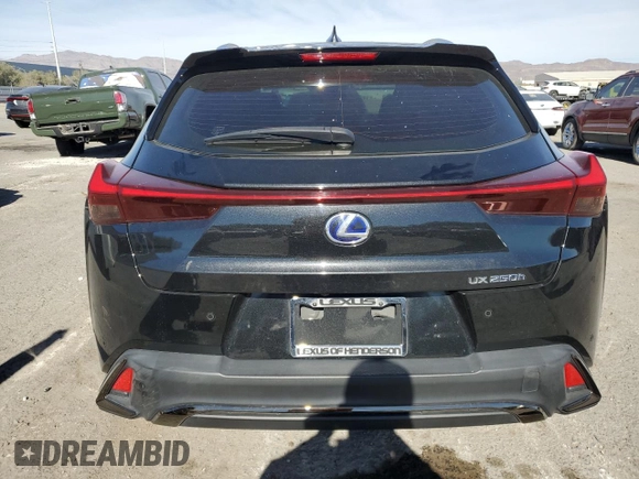 2022 Lexus UX 250h F Sport with VIN JTHE9JBH8N2055567, listed as a Copart auction lot 80708554 with 34,161 mi miles and Salvage Title. Bid and sale history available at DreamBid. Image 6.