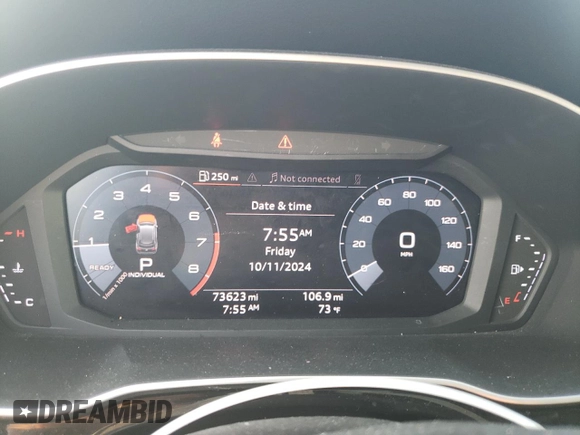2019 Audi Q3 Premium with VIN WA1AECF37K1078324, listed as a Copart auction lot 75601734 with 73,623 mi miles and Salvage Title. Bid and sale history available at carsss.com. Image 9.