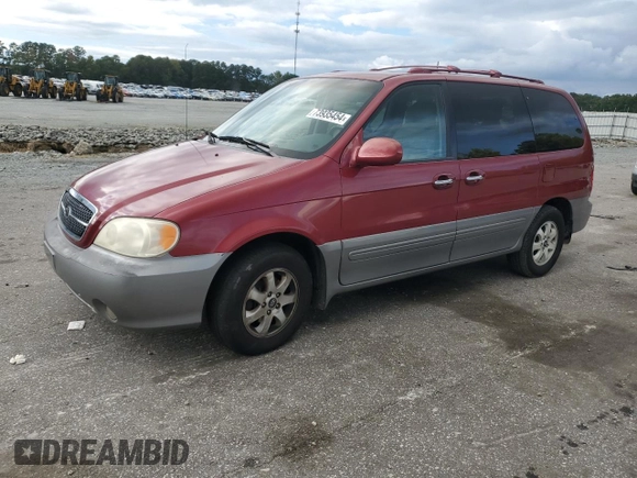 2005 Kia Sedona LX with VIN KNDUP131056614364, listed as a Copart auction lot 73935454 with 149,420 mi miles and Salvage Title. Bid and sale history available at carsss.com. Image 1.
